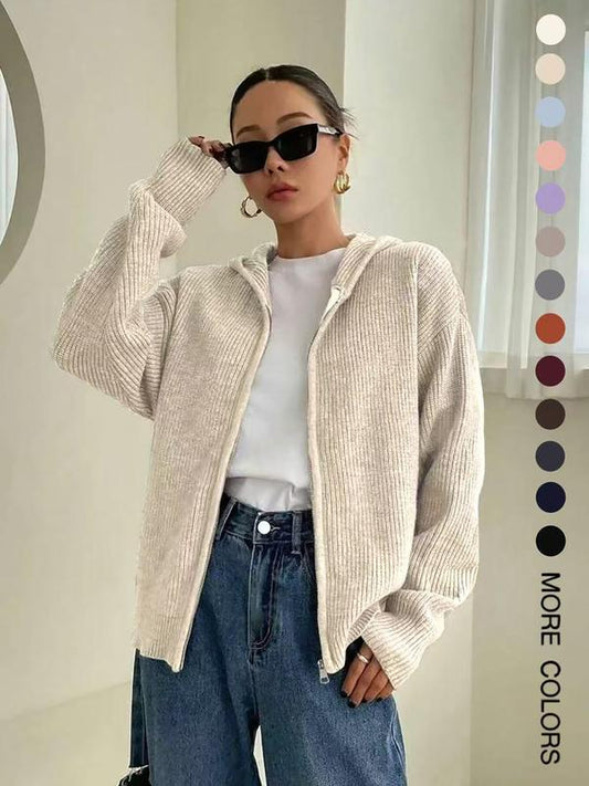 Evina™ Sudadera con capucha de punto cómoda con cremallera