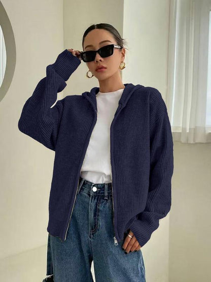 Evina™ Sudadera con capucha de punto cómoda con cremallera