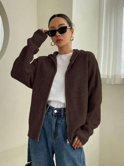 Evina™ Sudadera con capucha de punto cómoda con cremallera