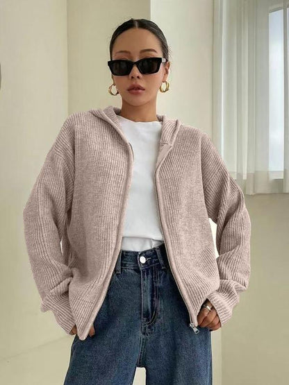Evina™ Sudadera con capucha de punto cómoda con cremallera